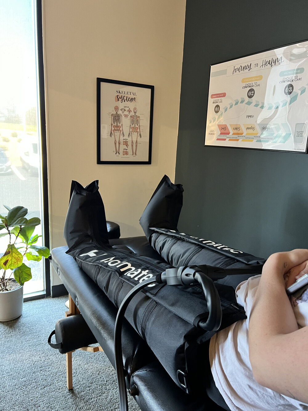 Pneumatic compression boot therapy at WholeCare Wellness Collective Marietta